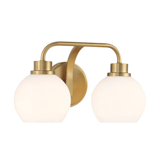 Two Light Bathroom Vanity in Natural Brass