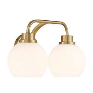 Two Light Bathroom Vanity in Natural Brass