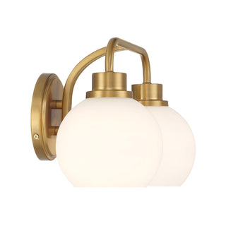 Two Light Bathroom Vanity in Natural Brass