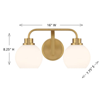 Two Light Bathroom Vanity in Natural Brass