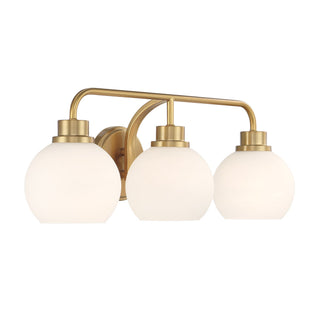 Three Light Bathroom Vanity in Natural Brass