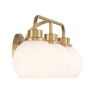 Three Light Bathroom Vanity in Natural Brass