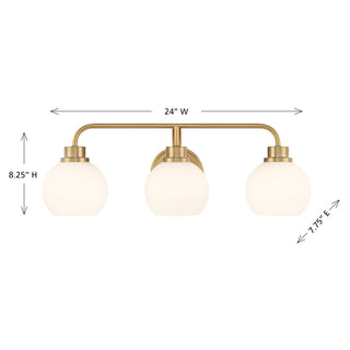 Three Light Bathroom Vanity in Natural Brass