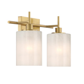 Two Light Bathroom Vanity in Natural Brass
