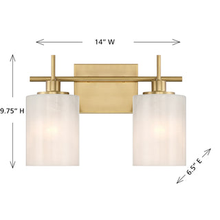 Two Light Bathroom Vanity in Natural Brass