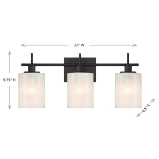 Three Light Bathroom Vanity in Matte Black