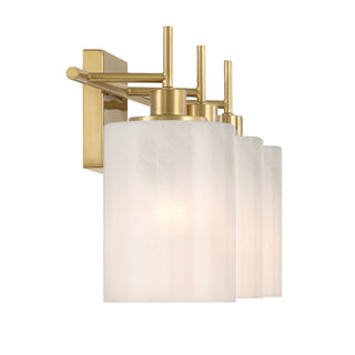 Three Light Bathroom Vanity in Natural Brass
