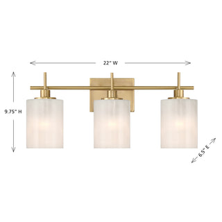 Three Light Bathroom Vanity in Natural Brass