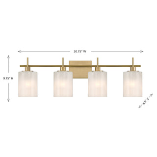 Four Light Bathroom Vanity in Natural Brass