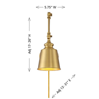 Two Light Wall Sconce in Natural Brass