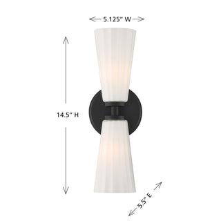 Two Light Wall Sconce in Matte Black