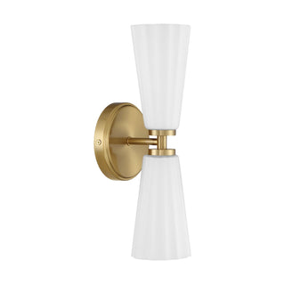 Two Light Wall Sconce in Natural Brass