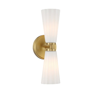 Two Light Wall Sconce in Natural Brass