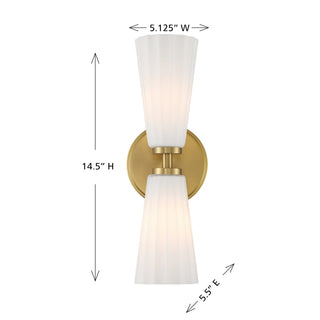 Two Light Wall Sconce in Natural Brass