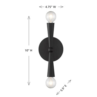 Two Light Wall Sconce in Matte Black