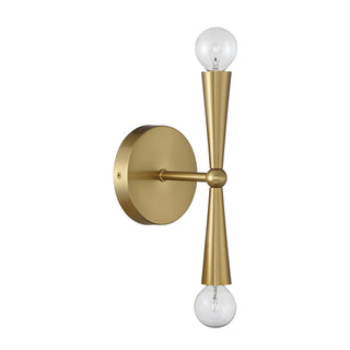 Two Light Wall Sconce in Natural Brass