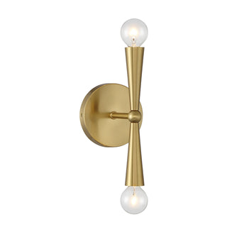 Two Light Wall Sconce in Natural Brass