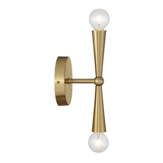 Two Light Wall Sconce in Natural Brass
