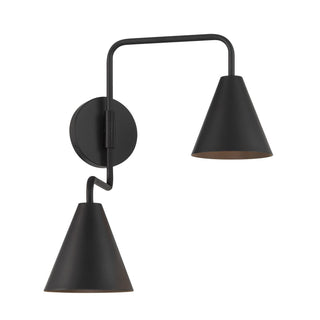 Two Light Wall Sconce in Matte Black