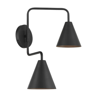 Two Light Wall Sconce in Matte Black