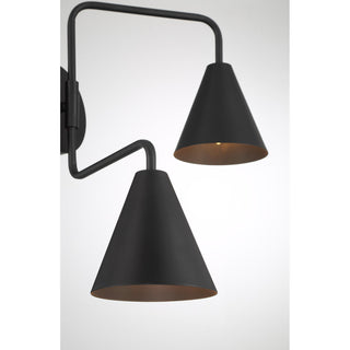 Two Light Wall Sconce in Matte Black