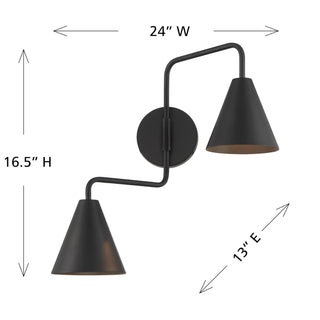 Two Light Wall Sconce in Matte Black