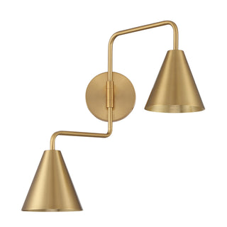 Two Light Wall Sconce in Natural Brass