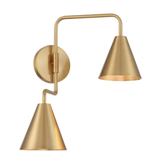 Two Light Wall Sconce in Natural Brass