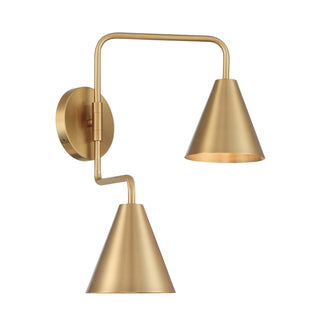 Two Light Wall Sconce in Natural Brass