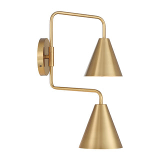 Two Light Wall Sconce in Natural Brass