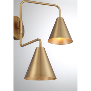 Two Light Wall Sconce in Natural Brass
