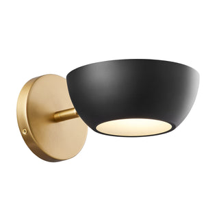 One Light Wall Sconce in Matte Black and Natural Brass