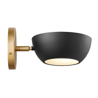 One Light Wall Sconce in Matte Black and Natural Brass