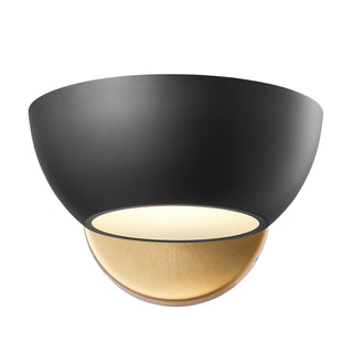 One Light Wall Sconce in Matte Black and Natural Brass