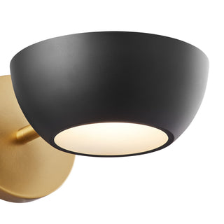 One Light Wall Sconce in Matte Black and Natural Brass