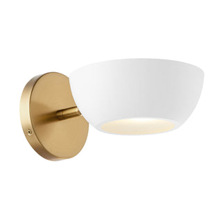 One Light Wall Sconce in White and Natural Brass