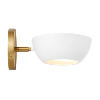 One Light Wall Sconce in White and Natural Brass