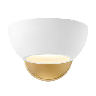 One Light Wall Sconce in White and Natural Brass
