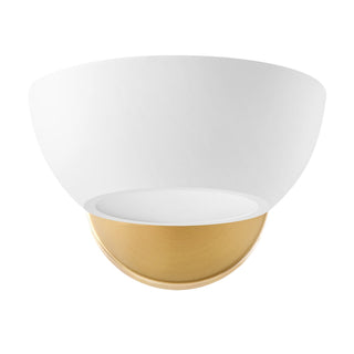 One Light Wall Sconce in White and Natural Brass