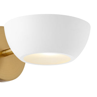 One Light Wall Sconce in White and Natural Brass