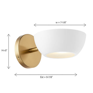 One Light Wall Sconce in White and Natural Brass