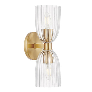 Two Light Wall Sconce in Natural Brass