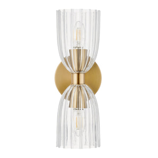 Two Light Wall Sconce in Natural Brass