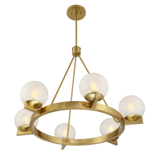 Darien Six Light Chandelier in Warm Brass