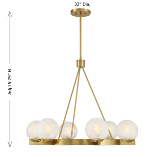 Darien Six Light Chandelier in Warm Brass