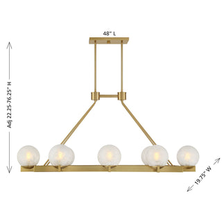 Darien Eight Light Linear Chandelier in Warm Brass