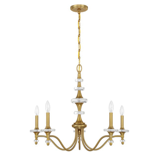Champlain Five Light Chandelier in Warm Brass