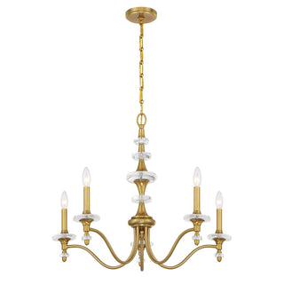 Champlain Five Light Chandelier in Warm Brass