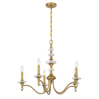 Champlain Five Light Chandelier in Warm Brass
