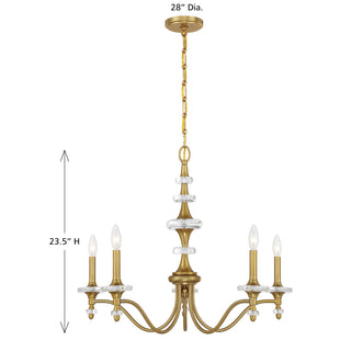 Champlain Five Light Chandelier in Warm Brass